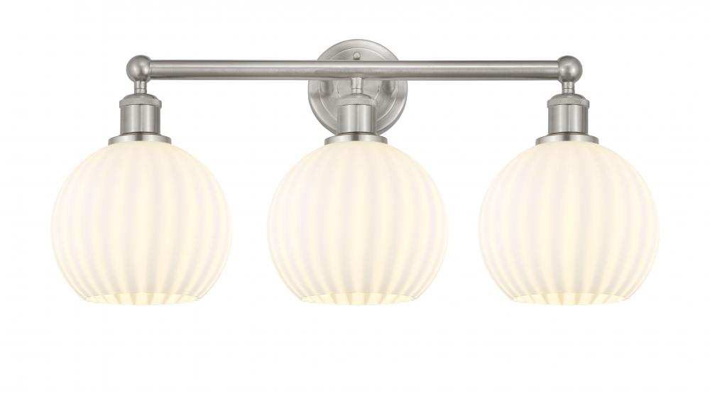 White Venetian - 3 Light - 26 inch - Satin Nickel - Bath Vanity Light