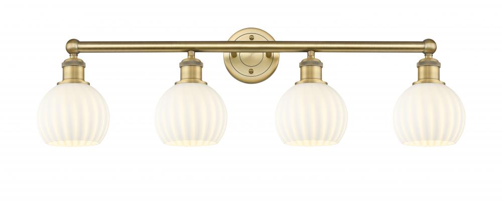 White Venetian - 4 Light - 33 inch - Brushed Brass - Bath Vanity Light