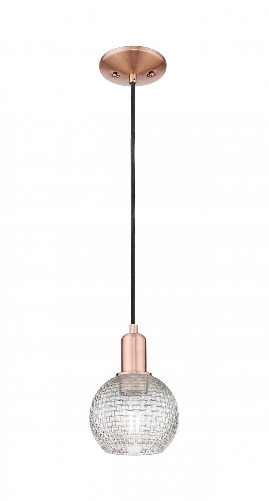 Athens - 1 Light - 6 inch - Antique Copper - Cord hung - Mini Pendant