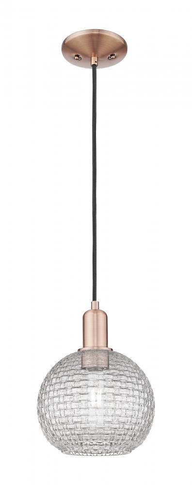 Athens - 1 Light - 8 inch - Antique Copper - Cord hung - Mini Pendant