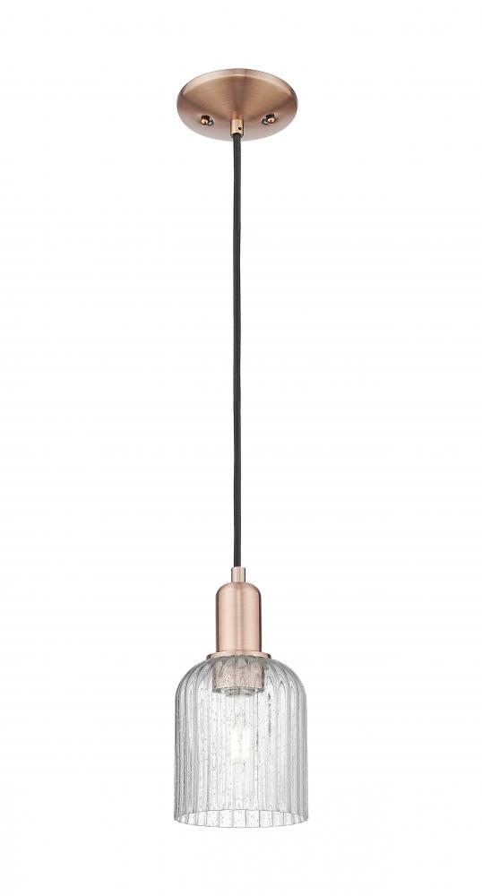 Bridal Veil - 1 Light - 6 inch - Antique Copper - Cord hung - Mini Pendant