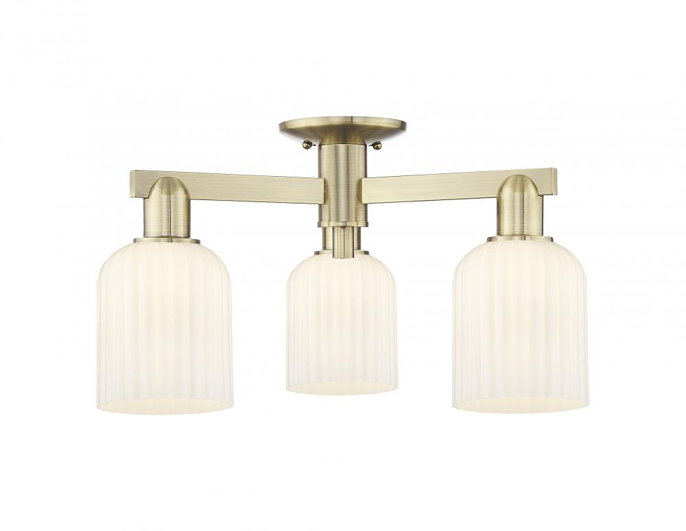 Bridal Veil - 3 Light - 6 inch - Antique Brass - Semi-Flush Mount
