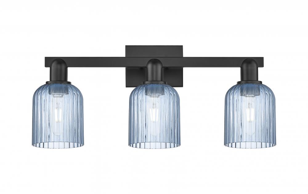 Bridal Veil - 3 Light - 26 inch - Matte Black - Bath Vanity Light