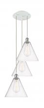 Innovations Lighting 113B-3P-WPC-GBC-124 - Berkshire - 3 Light - 19 inch - White Polished Chrome - Cord Hung - Multi Pendant