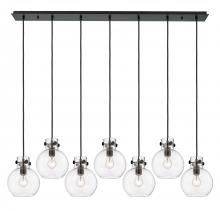 Innovations Lighting 127-410-1PS-BK-G410-8CL - Newton Sphere - 7 Light - 52 inch - Matte Black - Linear Pendant