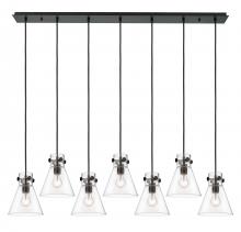 Innovations Lighting 127-410-1PS-BK-G411-8CL - Newton Cone - 7 Light - 52 inch - Matte Black - Linear Pendant