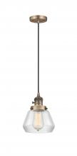 Innovations Lighting 201CSW-BB-G172 - Fulton - 1 Light - 7 inch - Brushed Brass - Cord hung - Mini Pendant