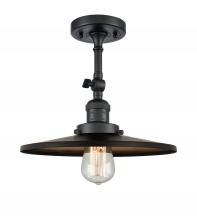 Innovations Lighting 201F-BK-MFR-BK-12 - Railroad - 1 Light - 12 inch - Matte Black - Semi-Flush Mount