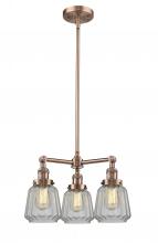 Innovations Lighting 207-AC-G142-LED - Chatham - 3 Light - 24 inch - Antique Copper - Stem Hung - Chandelier