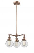 Innovations Lighting 207-AC-G202-6 - Beacon - 3 Light - 19 inch - Antique Copper - Stem Hung - Chandelier