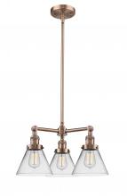 Innovations Lighting 207-AC-G42-LED - Cone - 3 Light - 22 inch - Antique Copper - Stem Hung - Chandelier