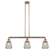 Innovations Lighting 213-AC-G142-LED - Chatham - 3 Light - 39 inch - Antique Copper - Stem Hung - Island Light