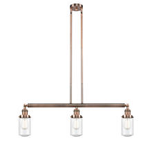 Innovations Lighting 213-AC-G314 - Dover - 3 Light - 37 inch - Antique Copper - Stem Hung - Adjustable Island Light