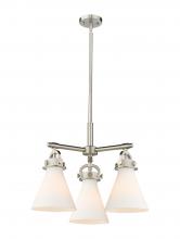 Innovations Lighting 410-3CR-SN-G411-7WH - Newton Cone - 3 Light - 21 inch - Satin Nickel - Pendant