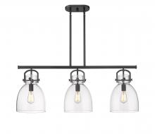 Innovations Lighting 410-3I-BK-G412-10CL - Newton Bell - 3 Light - 42 inch - Matte Black - Island Light