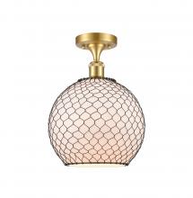 Innovations Lighting 516-1C-SG-G121-10CBK - Farmhouse Chicken Wire - 1 Light - 10 inch - Satin Gold - Semi-Flush Mount