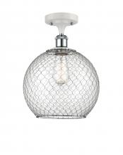 Innovations Lighting 516-1C-WPC-G122-10CSN - Farmhouse Chicken Wire - 1 Light - 10 inch - White Polished Chrome - Semi-Flush Mount