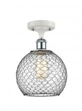 Innovations Lighting 516-1C-WPC-G122-8CBK - Farmhouse Chicken Wire - 1 Light - 8 inch - White Polished Chrome - Semi-Flush Mount