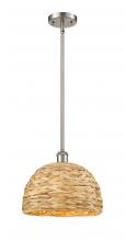 Innovations Lighting 516-1S-SN-RBD-12-NAT - Woven Rattan - 1 Light - 12 inch - Satin Nickel - Mini Pendant