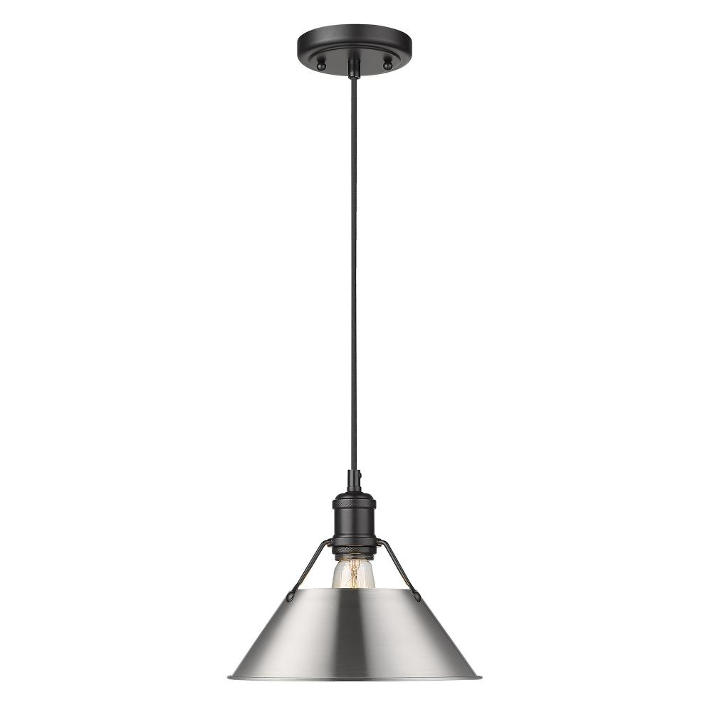 Orwell 10" Wide Medium Pendant in Matte Black with Pewter