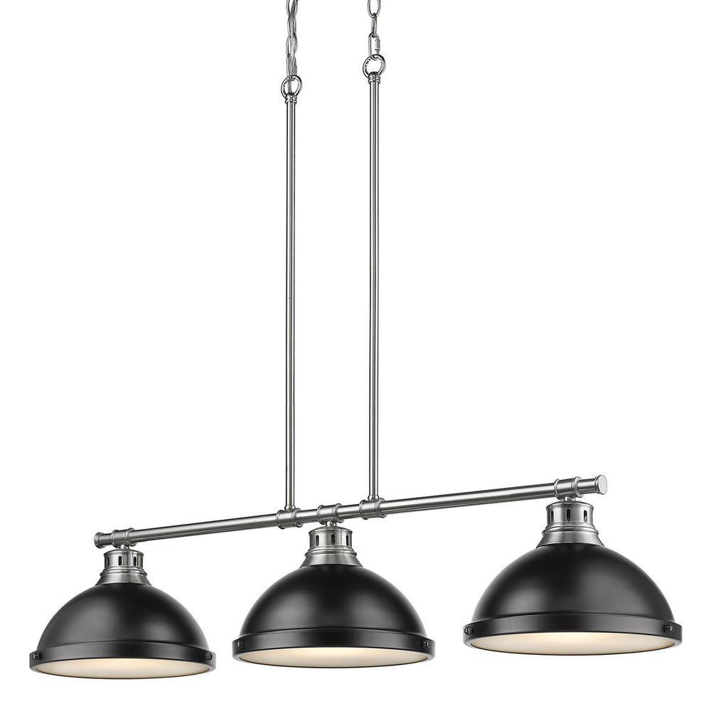 Duncan 3-Light Linear Pendant in Pewter with Matte Black