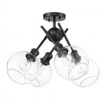 Golden 1945-SF BLK-GLOBE-CLR - Axel BLK Semi-Flush in Matte Black with Clear Glass Shade