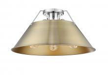 Golden 3306-3FM CH-AB - Orwell 3-Light Flush Mount in Chrome with Aged Brass