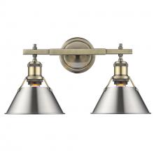 Golden 3306-BA2 AB-PW - Orwell 2-Light Vanity Light in Aged Brass with Pewter