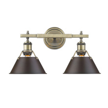 Golden 3306-BA2 AB-RBZ - Orwell 2-Light Vanity Light in Aged Brass with Rubbed Bronze