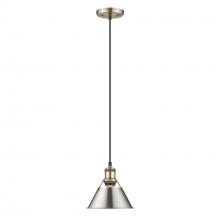 Golden 3306-S AB-PW - Orwell 7.5" Wide Small Pendant in Aged Brass with Pewter