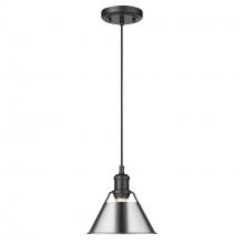 Golden 3306-S BLK-CH - Orwell 7.5" Wide Small Pendant in Matte Black with Chrome