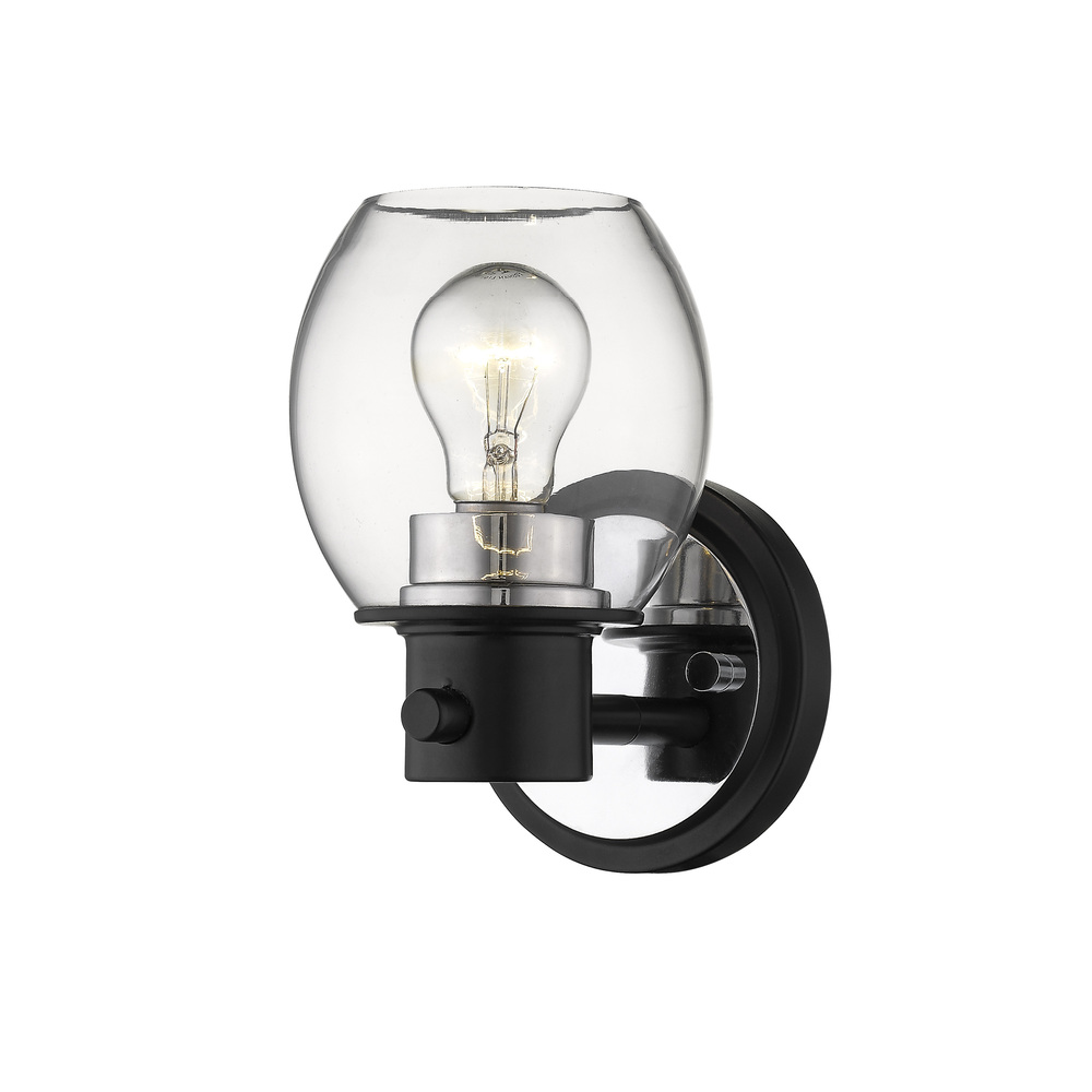 1-Light Wall Sconce Matte Black/Polished Nickel