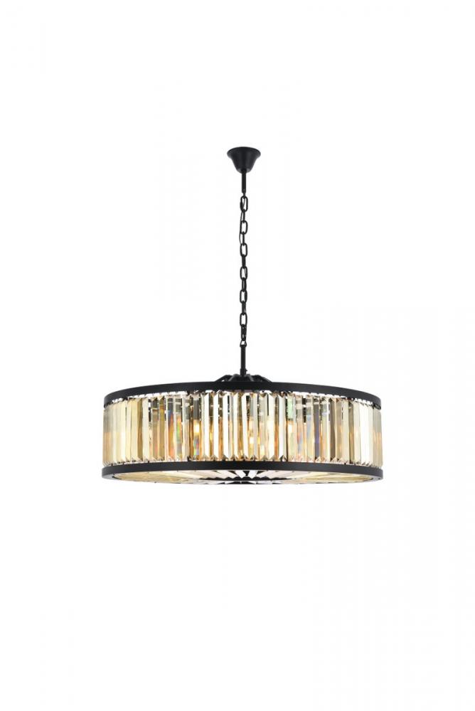 Chelsea 10 Light Matte Black Chandelier Golden Teak (Smoky) Royal Cut Crystal