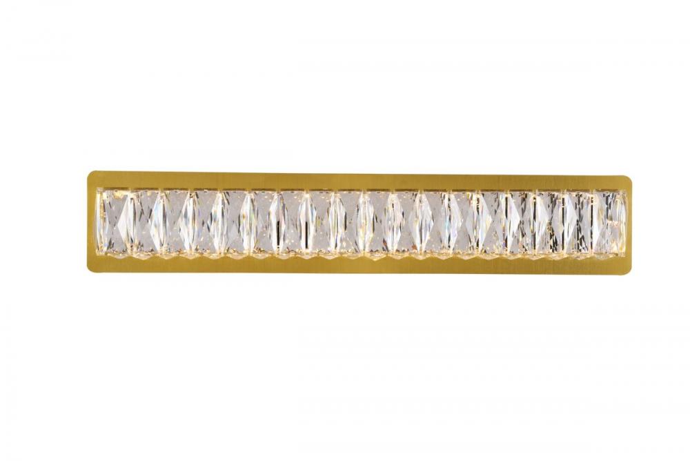 Monroe Integrated LED Chip Light Gold Wall Sconce Clear Royal Cut Crystal