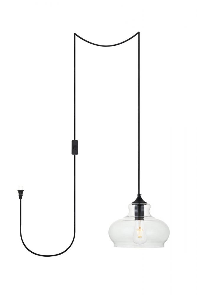 Destry 1 Light Black plug-in Pendant With Clear Glass