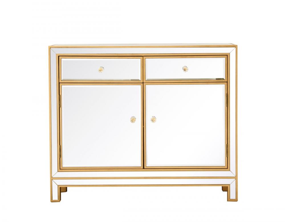 End table 2 drawers 2 doors 38in. W x 12in. D x 32in. H in gold