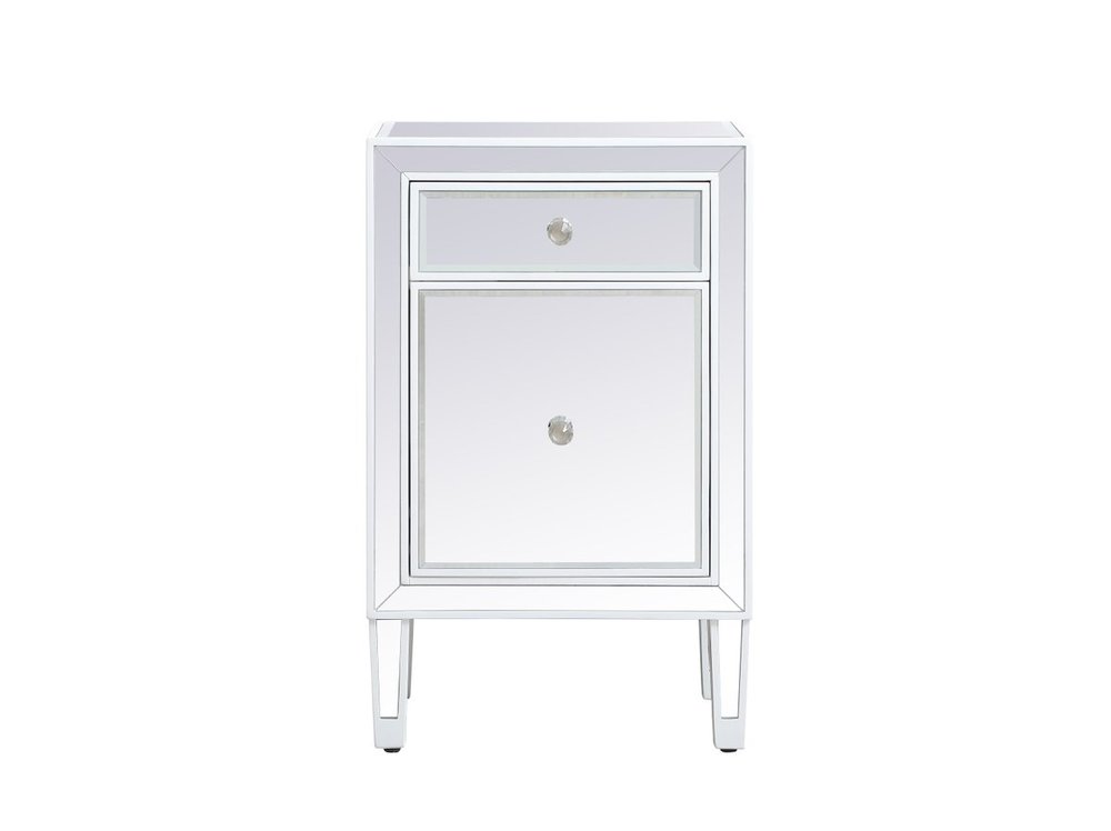 18 inch mirrored end table in white