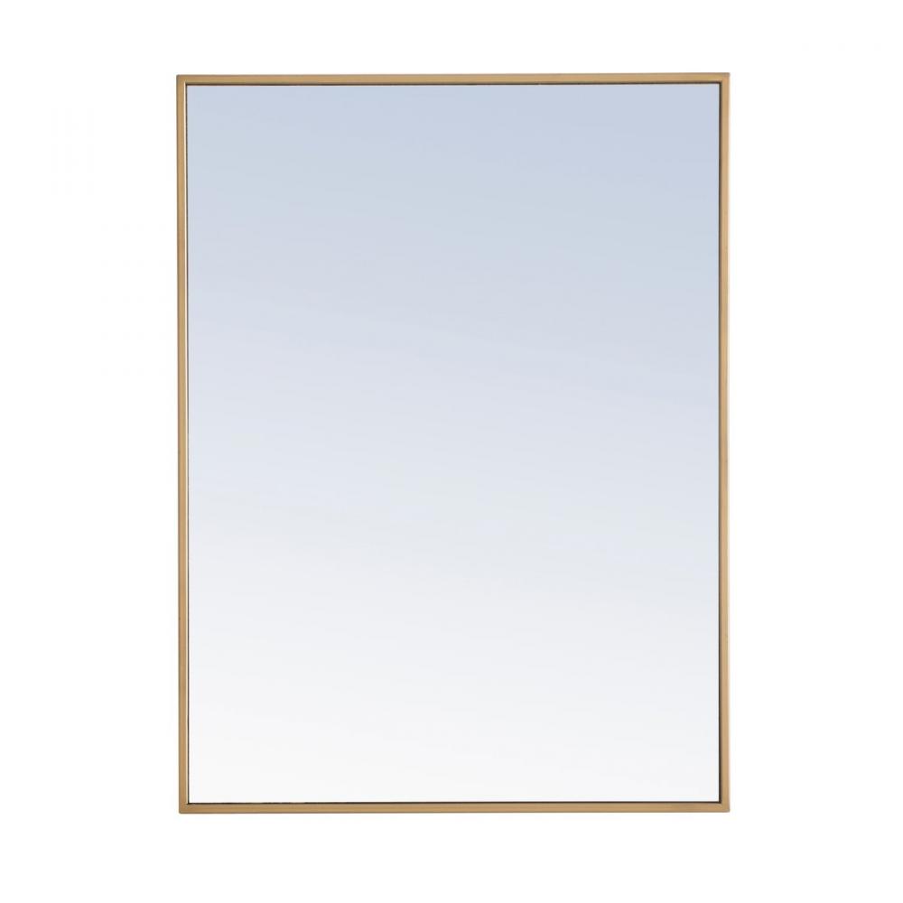 Metal Frame Rectangle Mirror 24 Inch Brass Finish