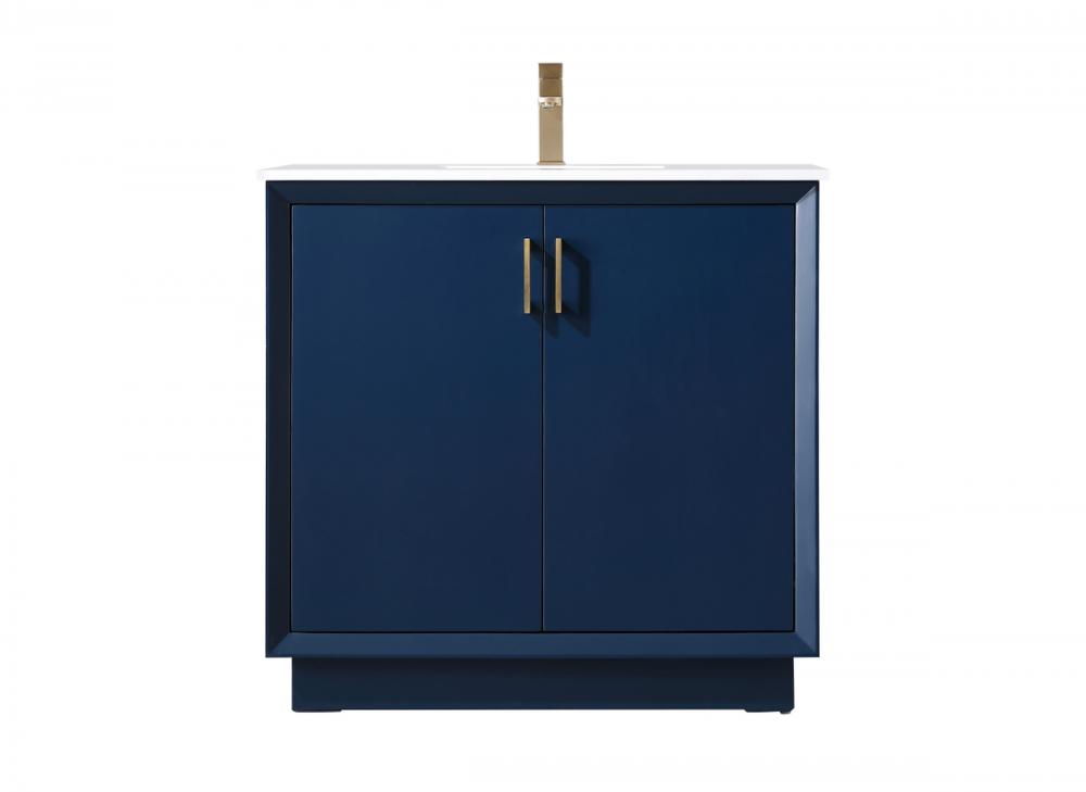 36 Inch SIngle Bathroom Vanity In Blue