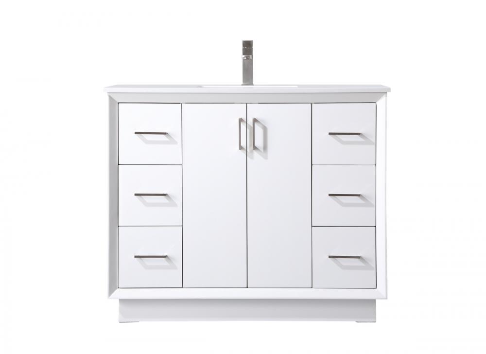 42 Inch SIngle Bathroom Vanity In White