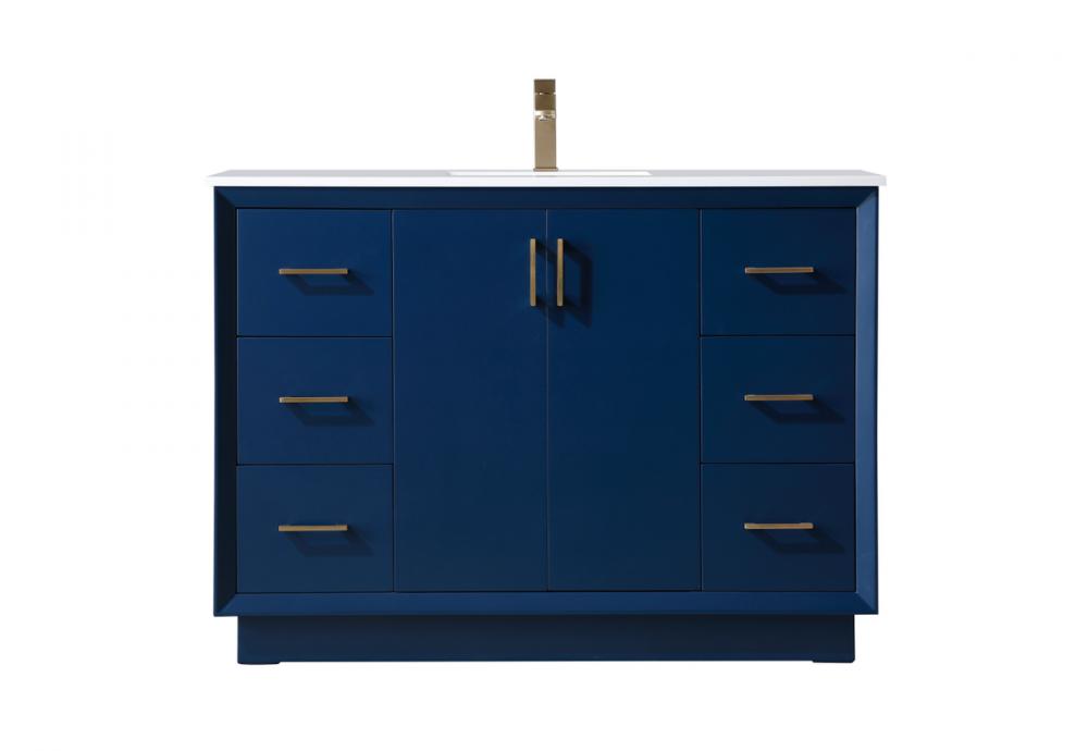 48 Inch SIngle Bathroom Vanity In Blue