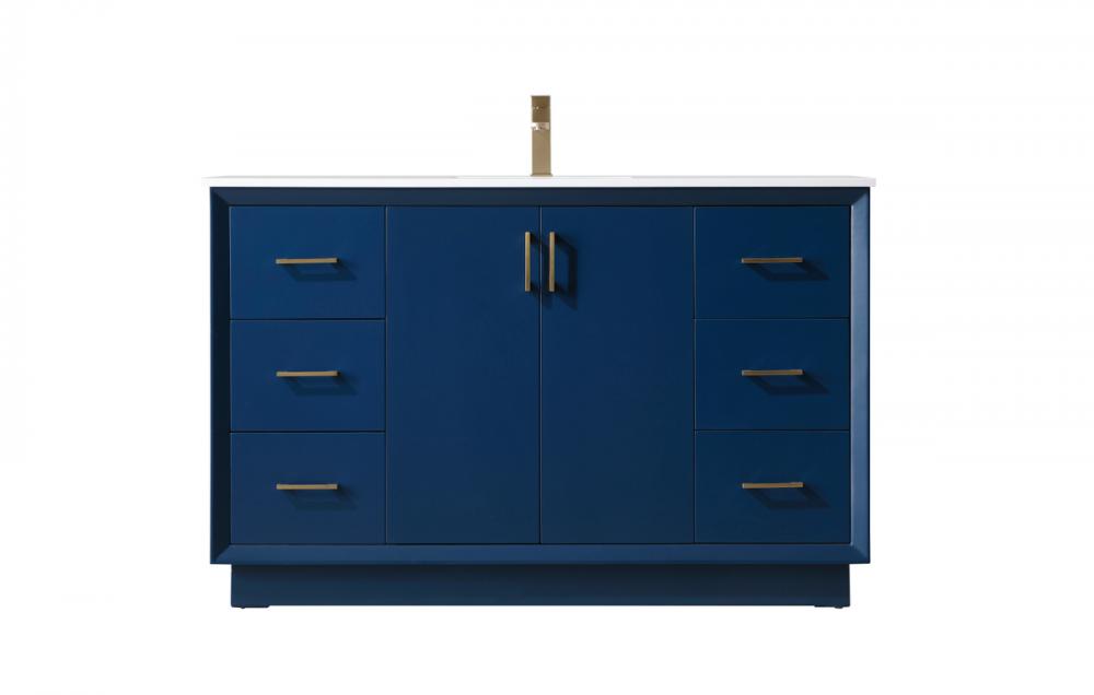 54 Inch SIngle Bathroom Vanity In Blue