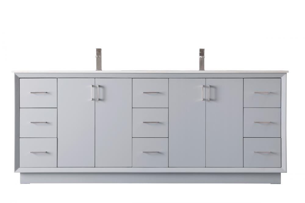 84 Inch Double Bathroom Vanity In Grey