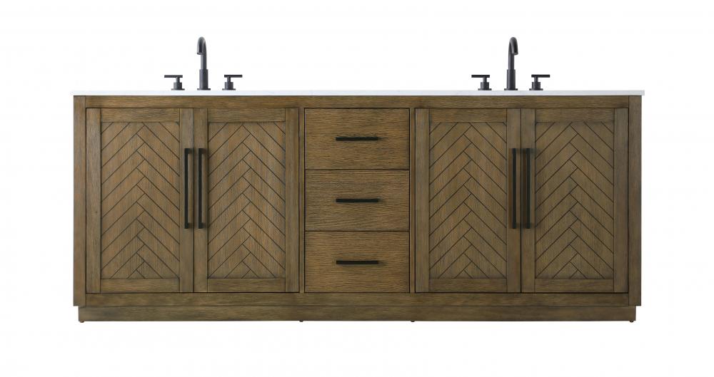 84 inch Double Bathroom Vanity in Hazel Oak