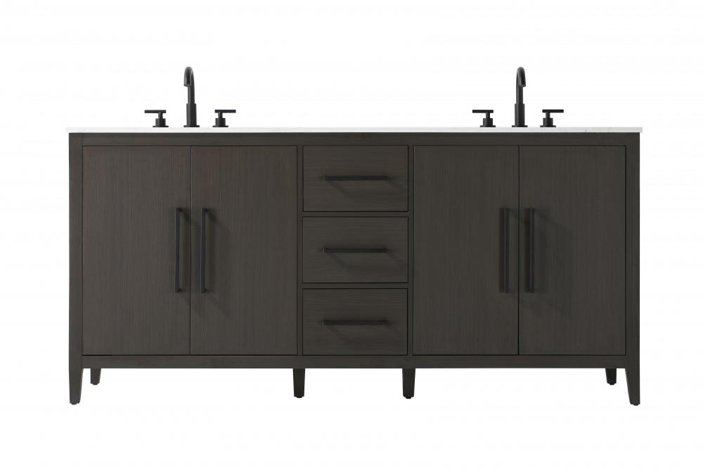 72 inch Double Bathroom Vanity in Mocha Brown