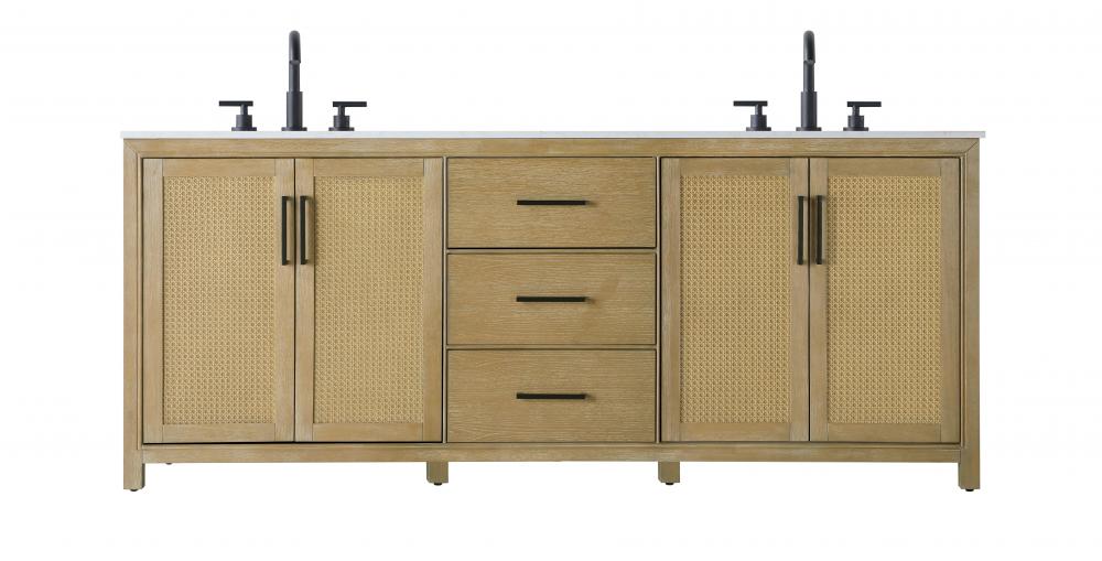 84 inch Double Bathroom Vanity in Linen Oak