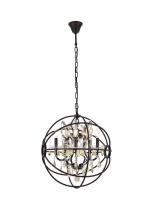 Elegant 1130D20DB-GT/RC - Geneva 5 light Dark Bronze Pendant Golden Teak (Smoky) Royal Cut crystal