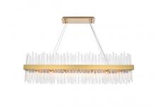 Elegant 3000G48SG - Dallas 48 inch rectangle crystal pendant in satin gold