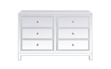 Elegant MF72017WH - 48 inch mirrored six drawer cabinet in white