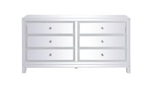 Elegant MF72036WH - 60 inch mirrored six drawer cabinet in white